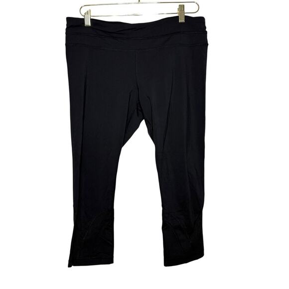 Lululemon Cropped Leggings Stretch Breathable Mesh Black‎ Women 12 - Picture 1 of 6